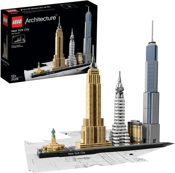 LEGO Arhitectura New York City Set, Skyline Model Kit cu World Trade Centre și Statuia Libertății, Artizanat pentru adulți, Decorațiuni pentru casă și birou, Cadouri pentru femei și bărbați 21028