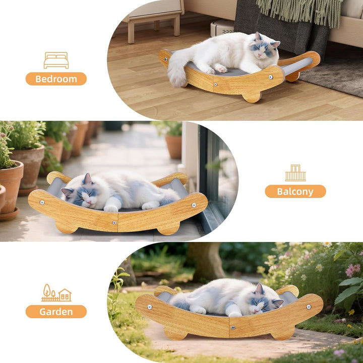 Tablă de zgâriat pentru pisici, scaun pentru pisici impermeabil, rezistent la umiditate și durabil, design curbat la 160 de grade care permite pisicilor să doarmă confortabil pentru a preveni umezeala