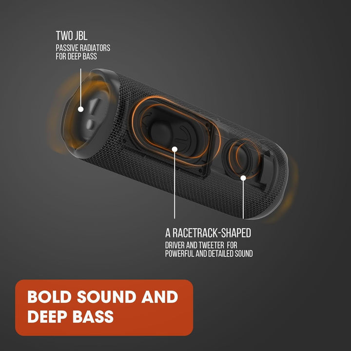 Difuzor Bluetooth JBL Flip 6 negru - Difuzor portabil, rezistent la apă, cu sistem de difuzoare cu 2 căi pentru sunet puternic - Până la 12 ore de redare wireless a muzicii