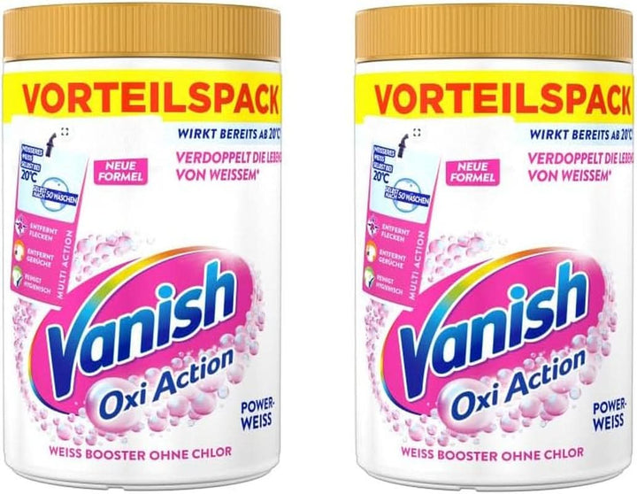 Vanish Oxi Action Powerwhite Powder - 1 X 1,125 Kg - pudră de îndepărtare a petelor și de îmbunătățire a rufelor fără clor - pentru rufe albe