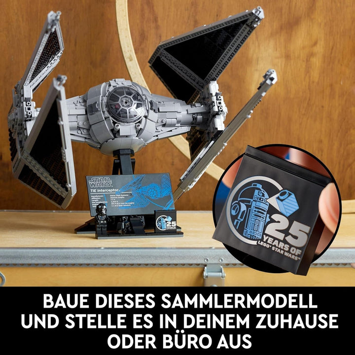 LEGO Star Wars Tie Interceptor, set de construcție creativă din seria Ultimate Collector pentru adulți, model de cărămidă Starfighter, cadou pentru fani, piesă de colecție, set Ucs 75382