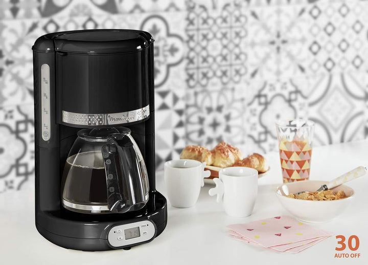 Cafetieră cu filtru Moulinex Programabilă 24H, Design vintage, Capacitate 1.25 L, 10 până la 15 cești, Suport filtru pivotant, Funcție de menținere la cald 30 min, Ulcior din sticlă, Sun FG380B10