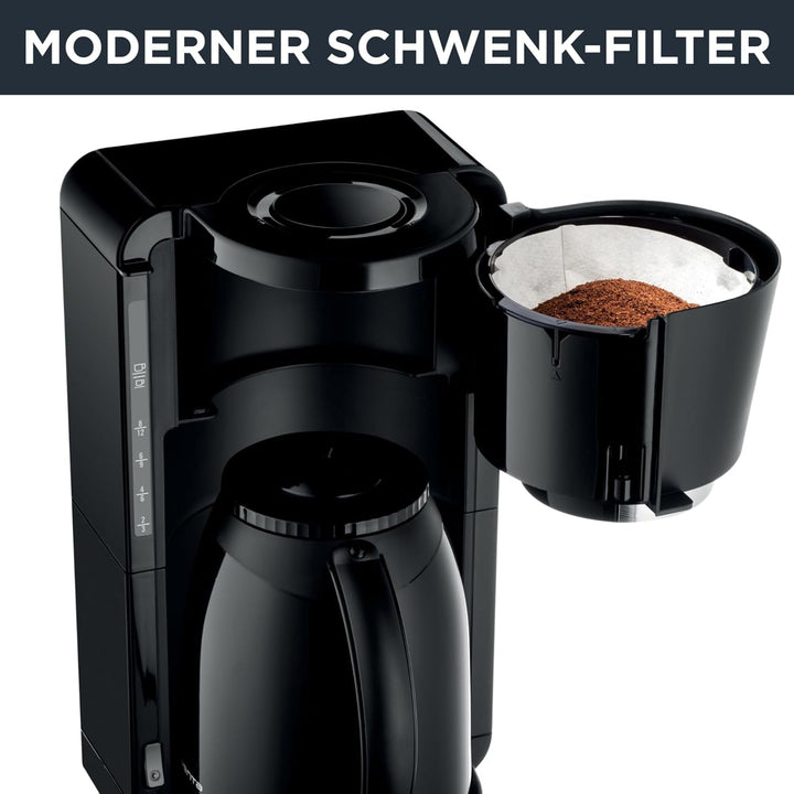 Espressor Rowenta Adagio Milano cu termos, capacitate 1 litru, 8-12 cești, oprire automată, filtru detașabil, indicator nivel apă, negru, CT3808