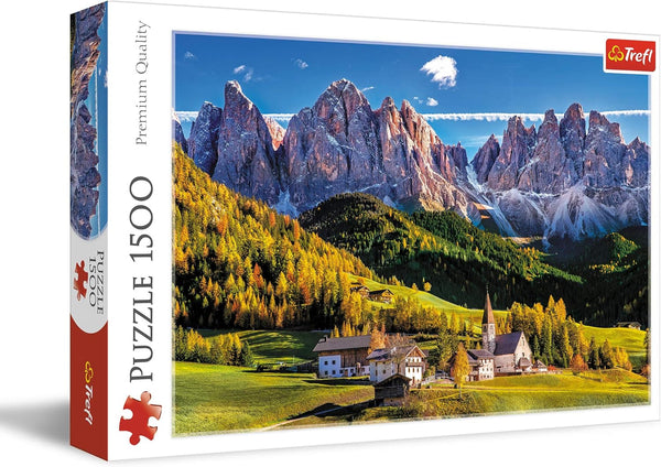 Trefl TR26163 Val di Funes, Dolomiți, Italia 1500 piese, calitate premium, pentru adulți și copii de la 12 ani Puzzle, multicolor