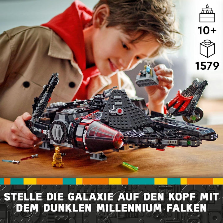 LEGO Star Wars Dark Millennium Falcon, Set navă stelară, Jucărie de construcție pentru copii, Cadou aniversar pentru băieți, fete și fani, Jucărie de aventură 75389