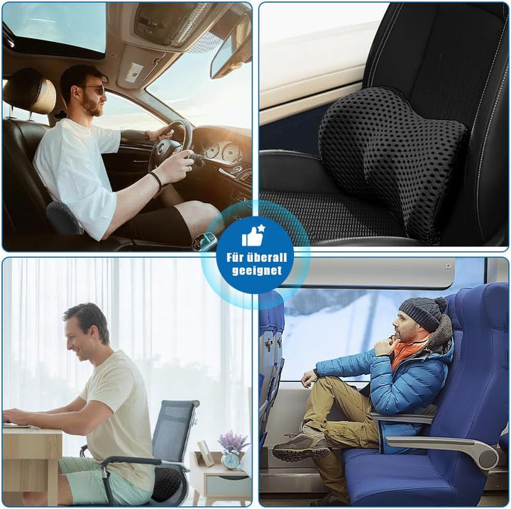 Pernă lombară spate, pernă lombară ergonomică din spumă cu memorie, pernă spate mașină, pernă de sprijin lombar pentru scaune auto și scaune de birou (negru)