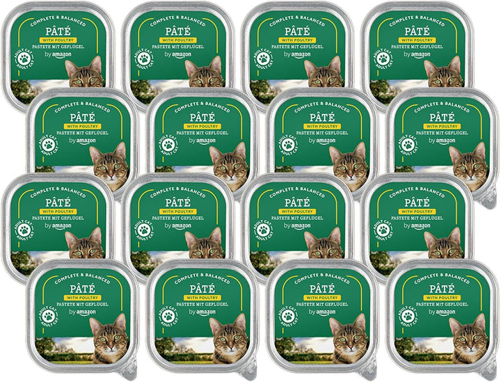 By Amazon Hrană pentru pisici, umedă, pateu cu păsări de curte, 100 G, 16 bucăți (înainte de viață)