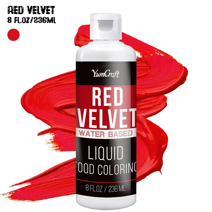 Lebensmittelfarbe - Hoch Konzentriert Flüssig Lebensmittel Farbe Zum Kuchen, Backen, Ostereiern, Getränken - Zuckerfrei Food Coloring Für Fondant, Zuckerguss, Slime, Tortendeko (Roter Samt, 236Ml)