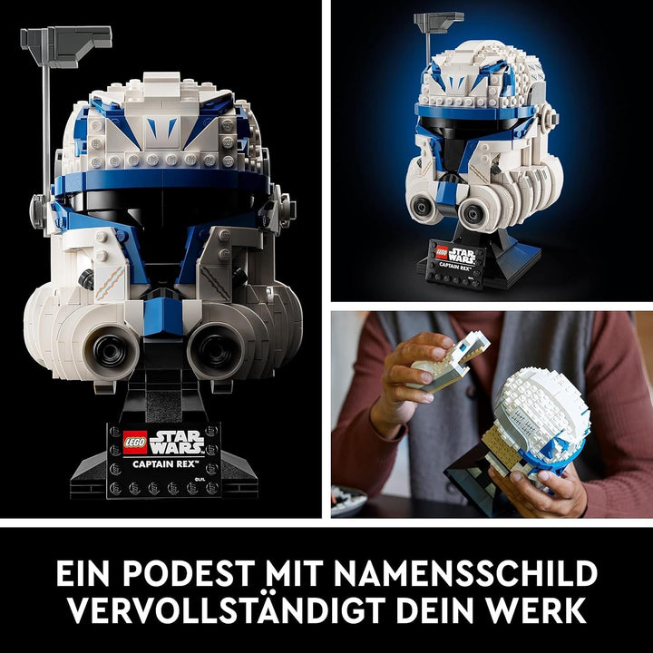 LEGO 75349 Star Wars Captain Rex Helmet Set, modelul Clone Wars de colecționat pentru adulți, seria 2023, piesă suvenir și idee de cadou