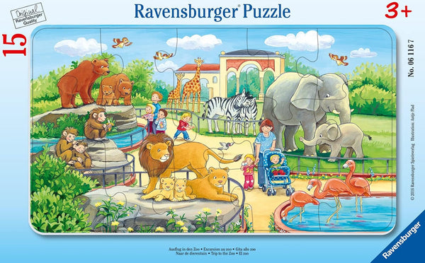 Ravensburger puzzle pentru copii - 06116 Excursie la grădina zoologică - Cadru puzzle pentru copii cu vârsta de 3 ani și peste, cu 15 piese