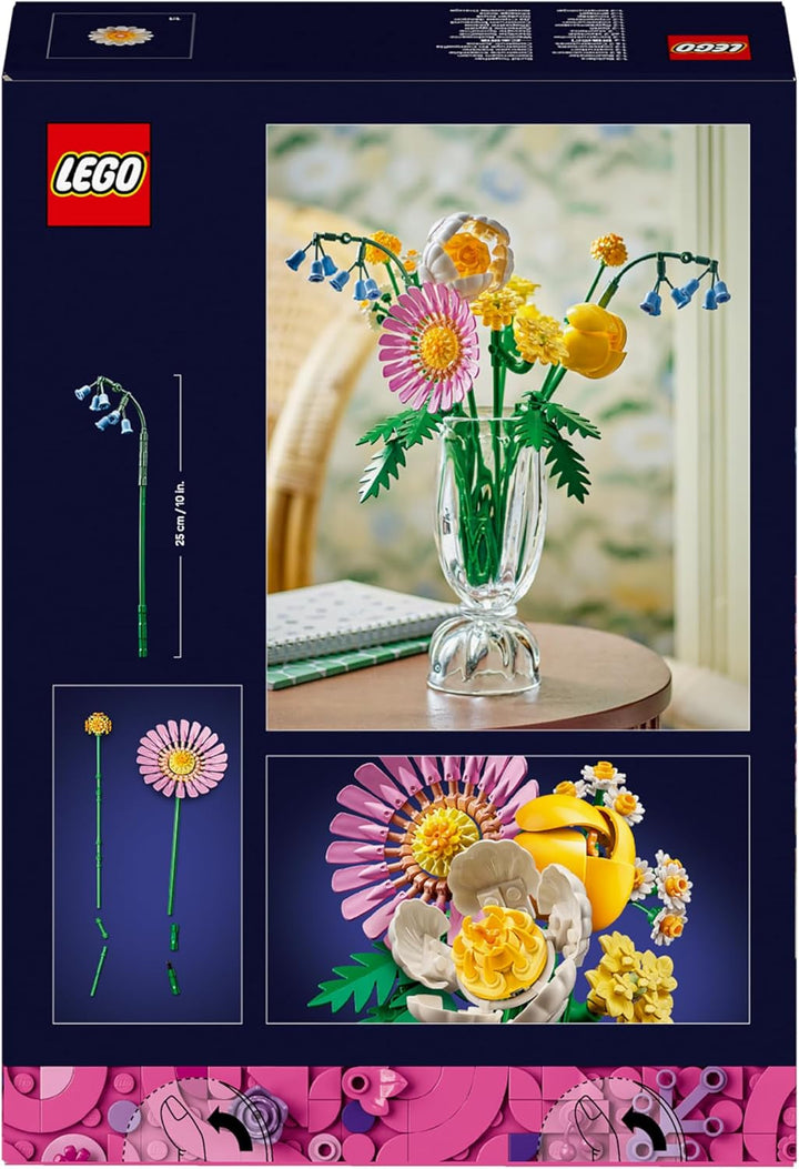 Buchet mic de vară LEGO Botanicals - Set de construcție cu flori artificiale - Incl. albăstrele, ranunculițe, lalele - Idee de cadou pentru femei, mame și bărbați - 10347