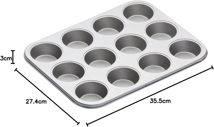 Kitchencraft Muffinbackblech, Antihaftbeschichtung, Für 12 Muffins, 35 Cm X 27 Cm