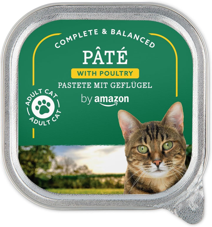 By Amazon Hrană pentru pisici, umedă, pateu cu păsări de curte, 100 G, 16 bucăți (înainte de viață)
