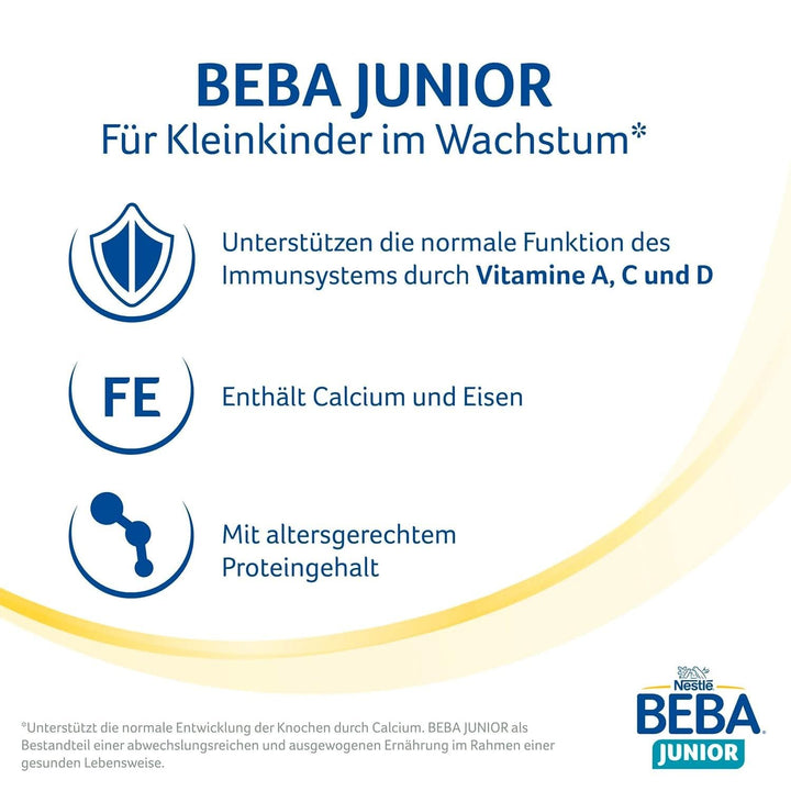 BEBA Junior 2+ Milchgetränk Ab Dem 2. Geburtstag, Babynahrung Mit HMO 2'-FL, Nur Laktose, Ohne Palmöl, 3Er Pack (3 X 800G)