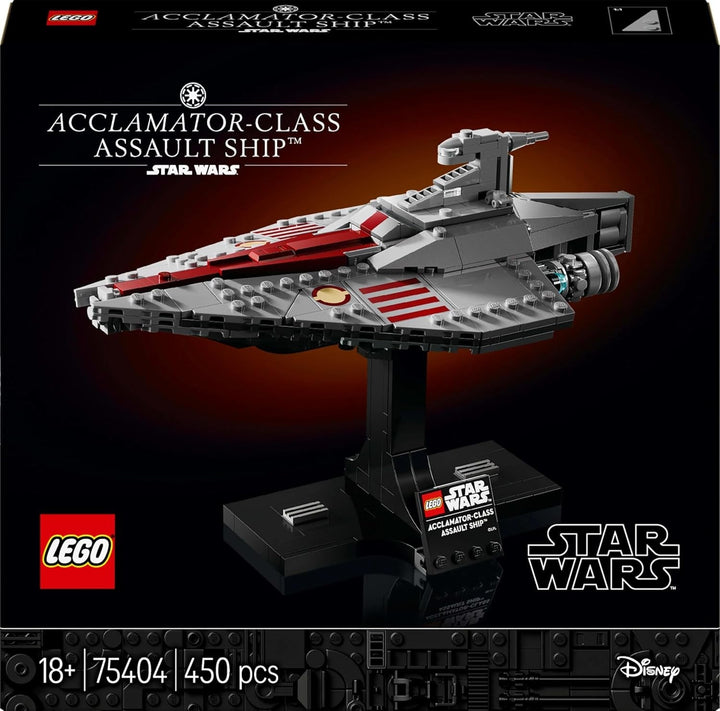 LEGO Star Wars 75404 Nava de asalt Clasa Acclamator din Atacul clonelor - Navă stelară de colecționat, construit și expus - Set de construcție Fantasy - Cadou pentru adulți și fani adolescenți