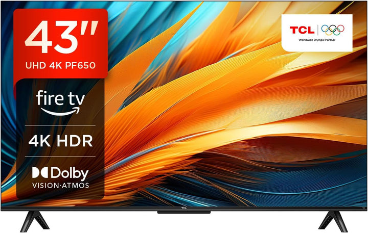 TCL 43T6C 43 Zoll QLED 4K HDR Fernseher, Smart Fire TV Mit Dolby Vision & Atmos, HDR10+, Sprachbefehl Funktion & Ask Alexa