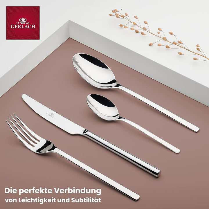 Gerlach Modern Besteck-Set Für 6 Personen Spülmaschinenfest Essbesteck Aus Edelstahl Elegantes Besteck Mit Messer Gabel Löffel Und Teelöffel Tafelbesteck Rostfrei 24 Stk