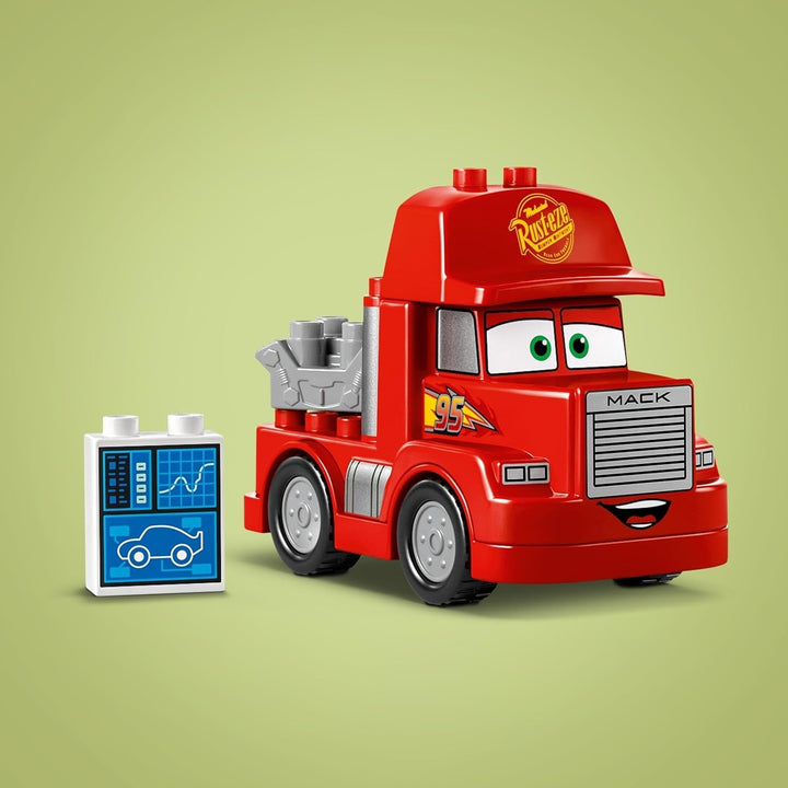 LEGO DUPLO | Disney and Pixar™S Cars Mack Truck Racing, set de mașini cu camion de jucărie pentru copii de 2 ani și peste, cadou pentru copiii de 2 ani care iubesc camionul roșu din film 10417