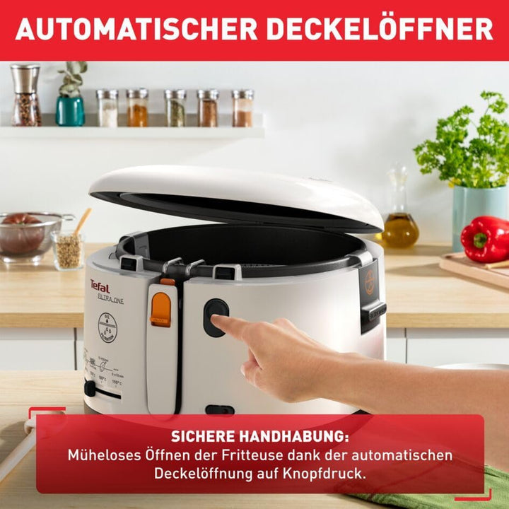 Tefal FF1631 Fritteuse Filtra One | 1.900 W | Kapazität 1,2 Kg | Clean-Oil-System | Auffangsieb FüR Frittierreste | Wärmeisoliert | Spülmaschinenfest Weiß