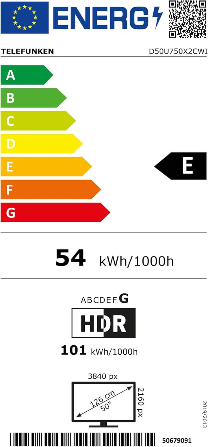 Telefunken Fernseher 50 Zoll Android Smart TV (4K UHD, HDR Dolby Vision, Triple-Tuner, Bluetooth, Dolby Atmos) D50U750X2CWI