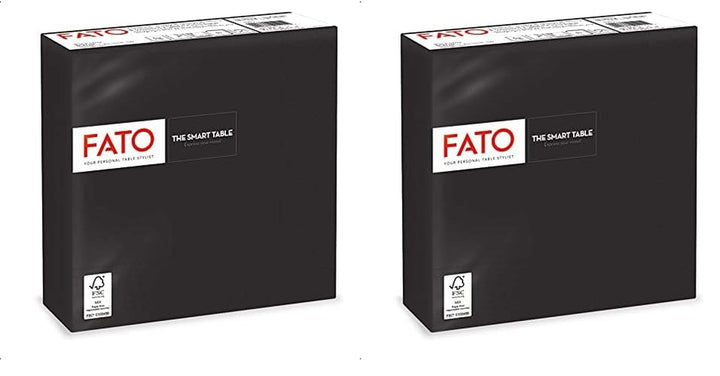 , Șervețele de hârtie de unică folosință, ideale pentru prânzuri informale și bufete, pachet de 50 de șervețele, dimensiune 33X33, 4 pliuri, 2 straturi, culoare neagră, certificate Fsc (pachet de 2)