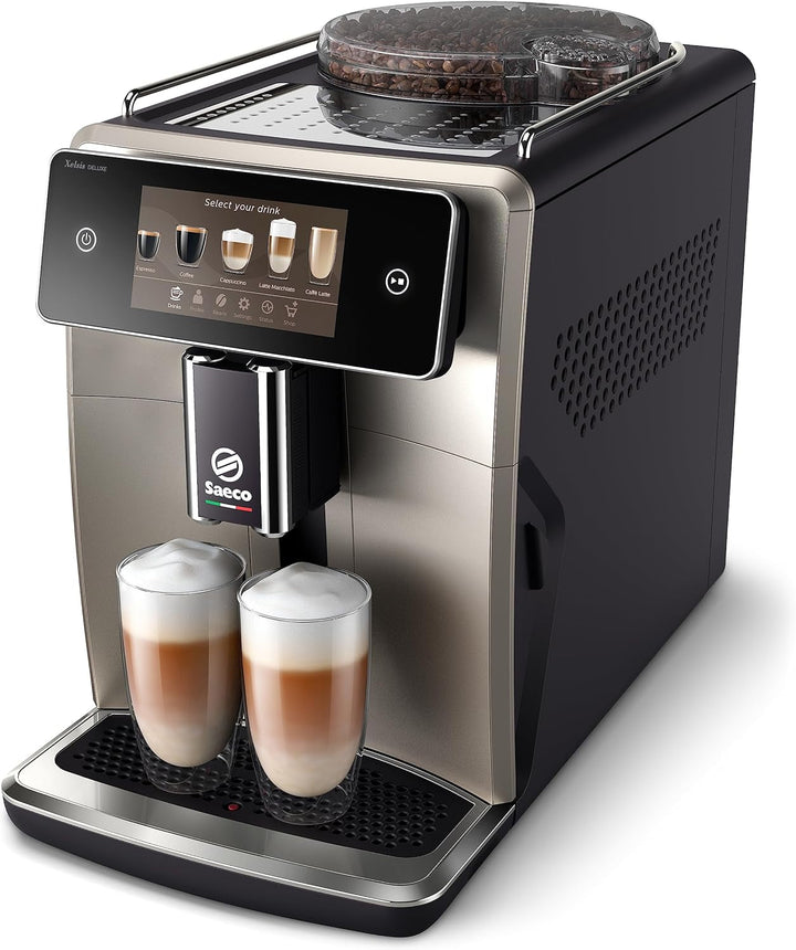 Mașină de cafea complet automată Saeco Xelsis Deluxe - conectivitate Wifi, 22 de specialități de cafea, ecran tactil intuitiv de 5", 8 profiluri de utilizator, râșniță ceramică, metal (SM8782/30)