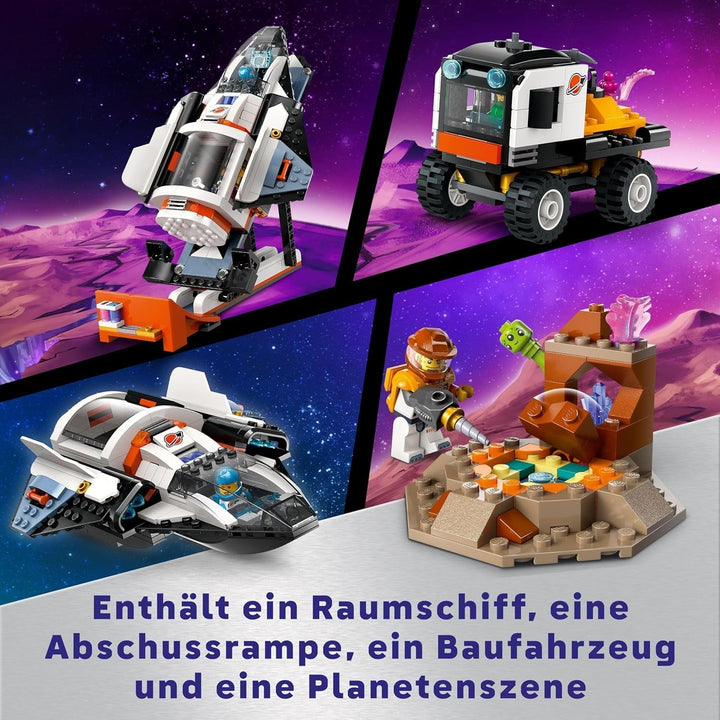 LEGO City Space Base cu rampa de lansare, stație spațială de jucărie cu vehicul spațial și navă spațială pentru copii, set cu 6 minifigurine, roboți și extratereștri, cadou pentru băieți și fete 60434