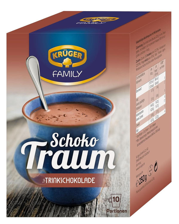 KRÜGER Family, Pudră de cacao pentru ciocolata calda, 8 cutii x 10 plicuri, 8 x 250 grame