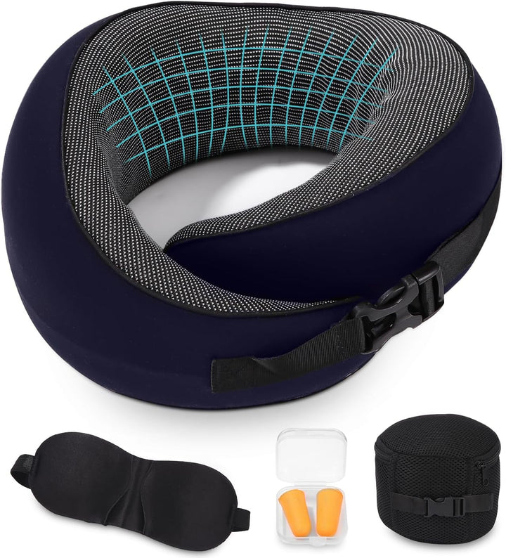 Aeroplane Neck Pillow, pernă de călătorie cu spumă de memorie, pernă pentru gât pentru adulți, pernă de avion reglabilă și lavabilă, pernă de călătorie ergonomică (gri)