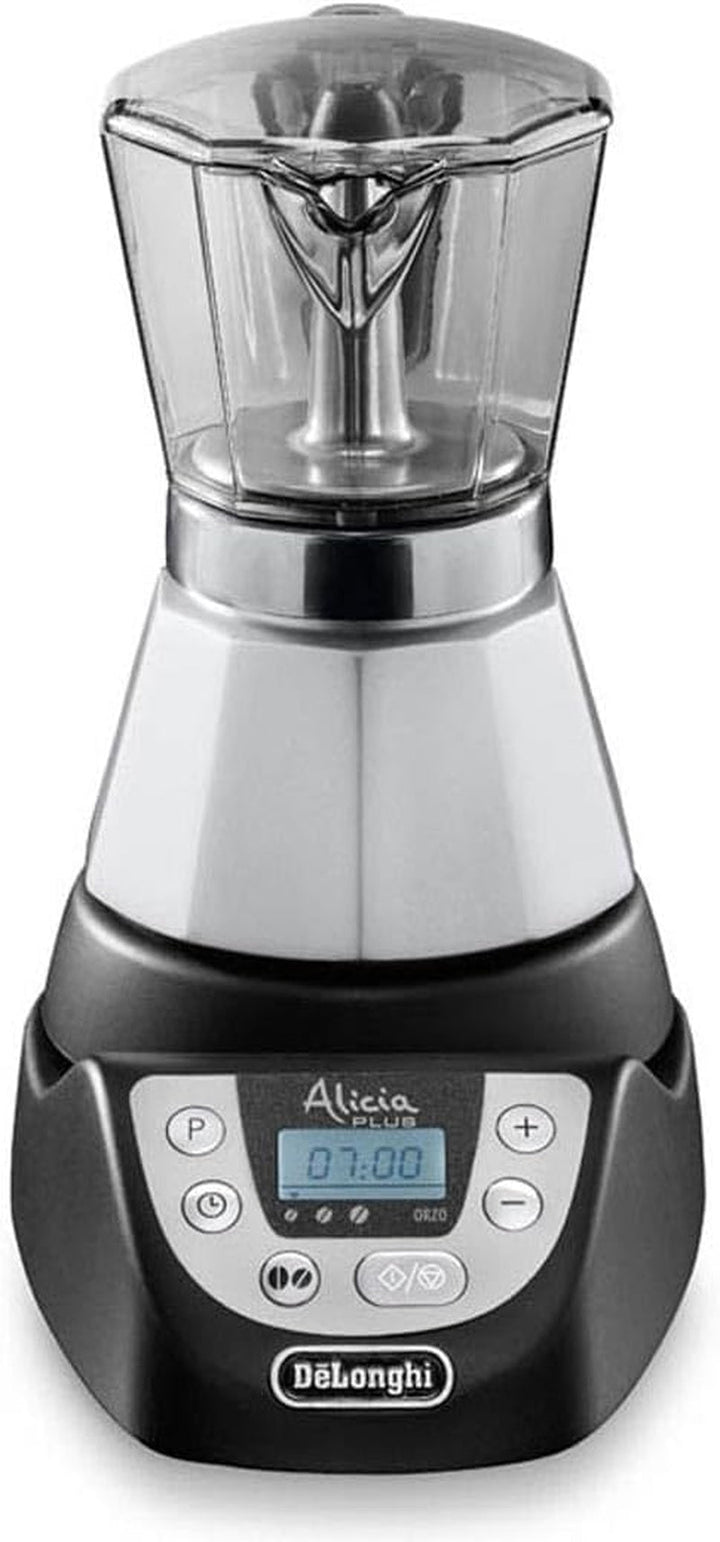 De'Longhi EMKP42.B Alicia plus - Cafetieră electrică moka, 450 W, 2-4 cești, plastic, negru / argintiu Negru