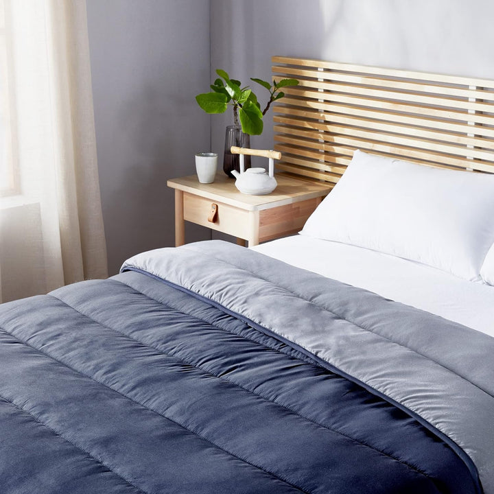 Pikolin Home - Plapumă reversibilă 300 G - Umplutură nordică bicoloră - Pentru pat 135 - Cosy, cald, respirabil, galben muștar, 220 X 220 Cm