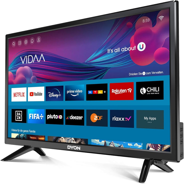 DYON Movie Smart 24 VX 60 Cm (24 Zoll) Fernseher (HD Smart TV, HD Triple Tuner (DVB-C/-S2/-T2), App Store, Prime Video, Netflix, Youtube, DAZN, Disney+) [Mod. 2023]…