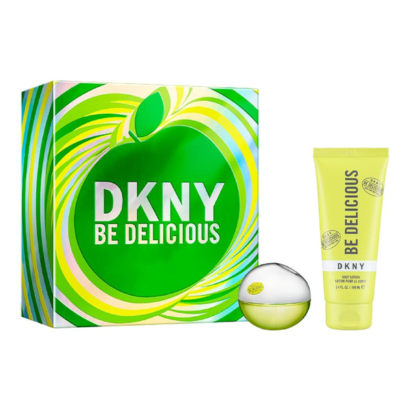 Set cadou DKNY Be Delicious pentru femei - Apă de parfum 30ml, Loțiune de corp 100ml - Parfum fructat verde cu măr, Acțiune de lungă durată, Donna Karan New York