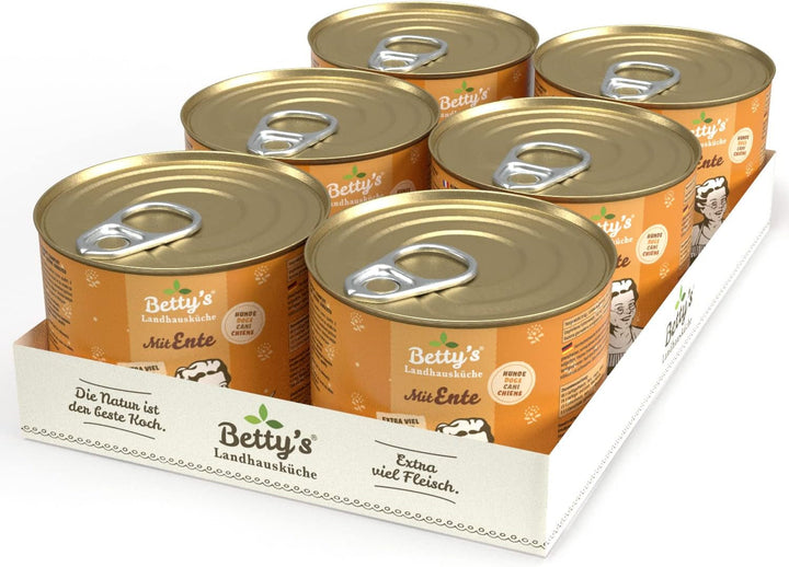 Betty'S Landhausküche cutie de hrană umedă pentru pisici, Fără cereale, Cea mai bună calitate, Carne de înaltă calitate, Gently cooked, Potrivit pentru toate rasele de pisici, Pui și fazan cu ulei de borangic 6 X 200 G