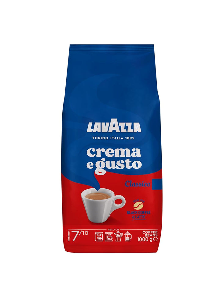 Lavazza, Crema E Aroma, Arabica Und Robusta Kaffeebohnen, Ideal Für Espressomaschinen, Mit Schokoladigen Aromen, Reicher Und Vollmundiger Geschmack, Intensität 8/10, Mittlere Röstung, 1 Kg Packung