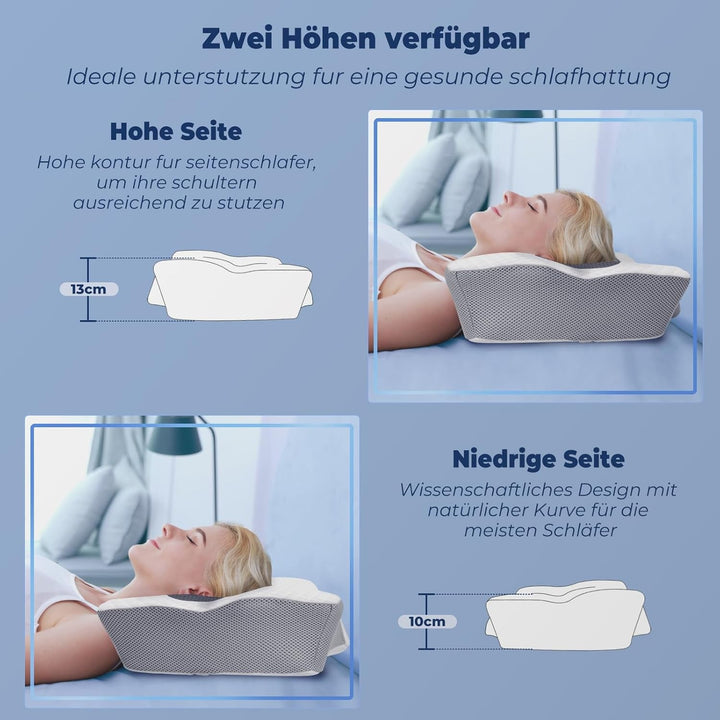 SAHEYER pernă ortopedică pernă de susținere a gâtului pernă pentru cap, pernă ergonomică pentru gât pernă pentru dormit lateral 60 X 40 X 13/11 cm pernă din spumă cu memorie pentru dormit lateral, spate și stomac