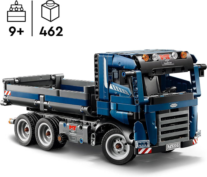 Jucărie LEGO Technic Dump Truck cu direcție și benă mobilă - vehicul de construcții albastru - idee de cadou pentru zile de naștere sau sărbători - set de construcție pentru băieți și fete de la 9 ani 42203