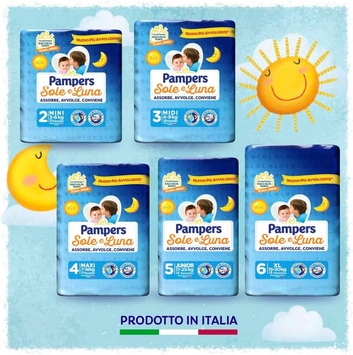 Pampers Soarele si Luna scutece, unisex, junior, mărimea 5 (11-25 kg), 120 scutece