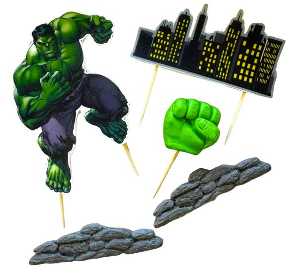 Establecer 5 decoraciones comestibles, hulk