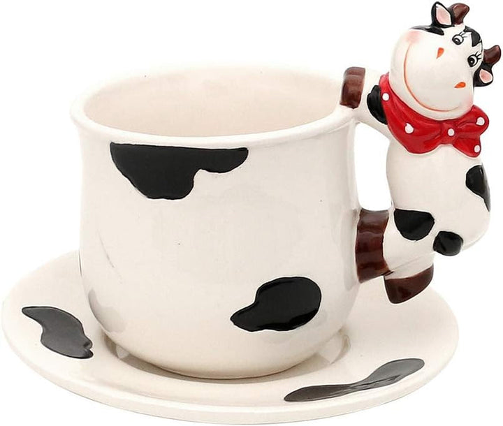 Dekohelden24 cutie de depozitare ceramică vacă, aprox. 12 x 11 x 20.5 cm, 20 Cutii depozitare alimente Naty Shop Pahar cu farfurie