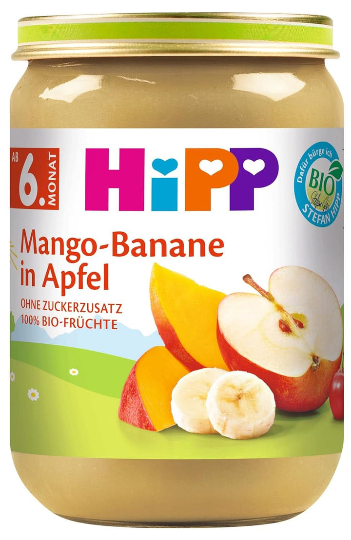 Hipp For Little Gourmets, Nectarine în mere și mango, fără zahăr adăugat, 6 X 190 grame