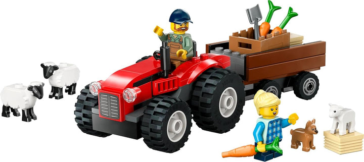 Tractor LEGO City cu remorcă - Jucărie de fermă cu tractor și figuri de animale - seturi de joacă Montessori pentru băieți și fete de la 4 ani - cadou cu 2 minifigurine 60461