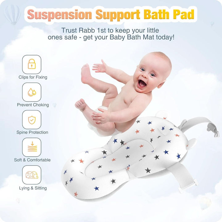 Rabb 1St Baby Badewanne Faltbare, Unverzichtbares Babybadezubehör, Tragbare Wanne Für Neugeborene Bis Kleinkinder Mit Rutschfester Matte Und Abflussloch. (Kein Thermometer) (Grau + Baby-Badematte)