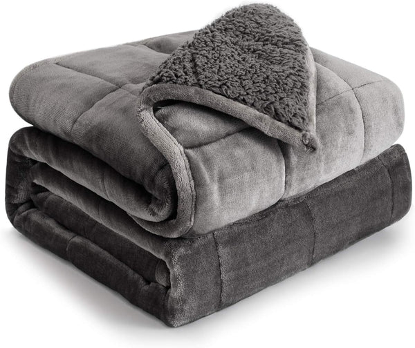 Pătură cu greutate Cottonblue, 6,8 kg, dimensiunea reginei, flanel, Shaggy, Sherpa, pătură cu greutate pentru adulți, pături cu greutate confortabile pentru a calma și relaxa, plapume grele, 152.4 X 203.2