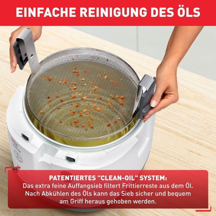 Tefal FF1631 Fritteuse Filtra One | 1.900 W | Kapazität 1,2 Kg | Clean-Oil-System | Auffangsieb FüR Frittierreste | Wärmeisoliert | Spülmaschinenfest Weiß