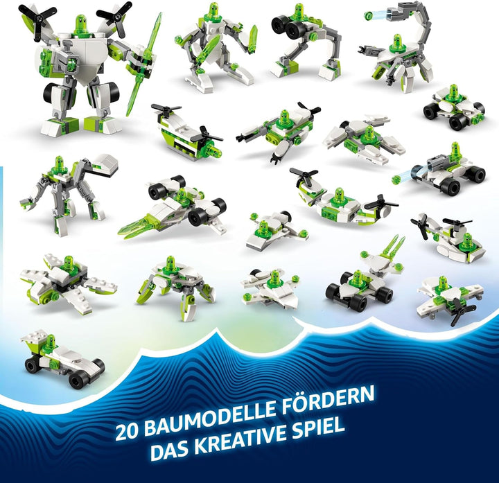 LEGO Dreamzzz Z-Blob's Robot and Vehicle Adventure, 20-in-1 Toy Mech, pentru fete și băieți, copii cu vârsta de peste 7 ani, Playset Fantasy cu Mateo Minifigure, 20 versiuni de Z-Blob 71487