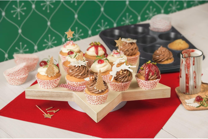 Original Kaiser Inspiration Muffinform-Set 2-Teilig, Muffinblech Mit Xmas Papierbackförmchen Für 12 Muffins, 38 X 27 Cm, Cupcake Form Antihaftbeschichtet, Schwarz