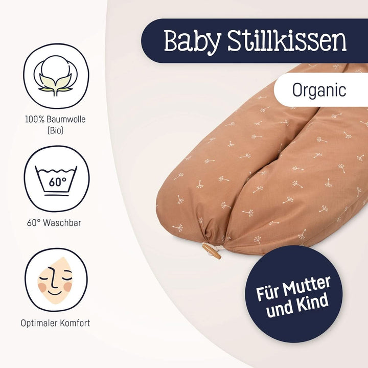 Julius Zöllner Organic Stillkissen Ca. 190 Cm | Füllung 42 Liter Eps-Mikroperlen | Made in Germany | Bezug Aus 100% Baumwolle | Oeko-Tex® Standard 100 | Flowery