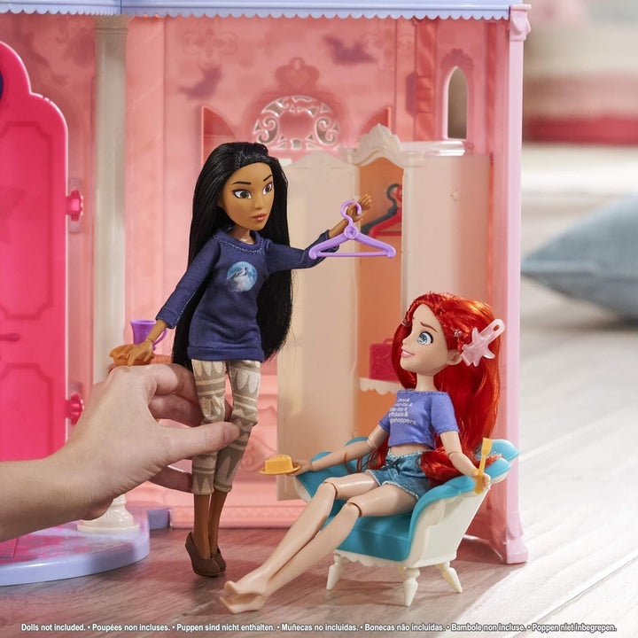 Castelul Disney Princess Comfy Squad, casă de păpuși cu 6 piese de mobilier și 16 accesorii, jucărie pentru fete de la 5 ani