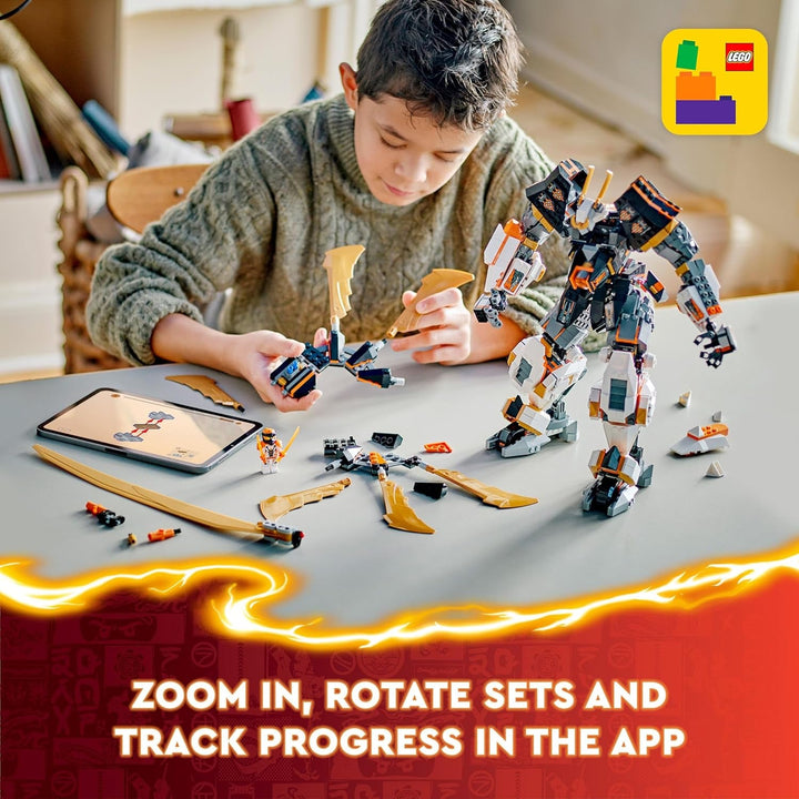 LEGO NINJAGO Cole's Titan Dragon Mech, jucărie de aventură pentru copii, set de joacă Ninja cu 1 minifigurină, cadou de ziua de naștere pentru băieți și fete de la 12 ani, set de joacă Fantasy 71821